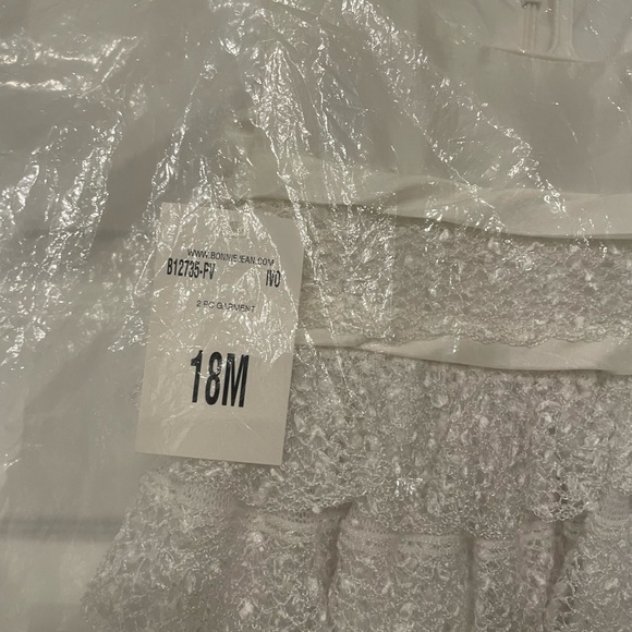 Baby Girls 18M White Lace Dedication Dress by Bonnie Baby - Picture 3 of 7